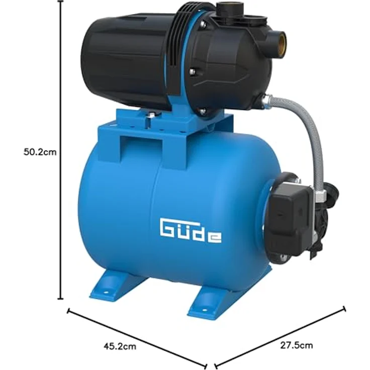 Güde Hauswasserwerk HWW 6035, 600 W, 19 l Kesselinhalt, max. 3200 l/h Fördervolumen, max. 35 m Förderhöhe, mit Thermoschutzschalter und Manometer – Bild 5