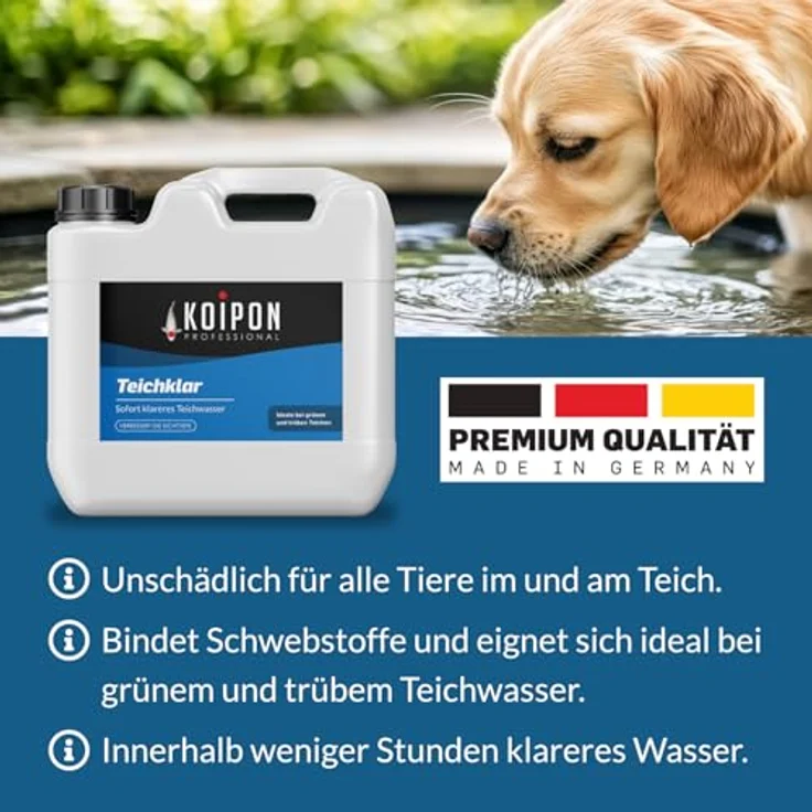 KOIPON Teichklar 0,5 L, Teichwasseraufbereiter mit Phosphatbinder zur Reduktion von pH- und KH-Wert für klares Wasser in Fischteichen – Bild 4