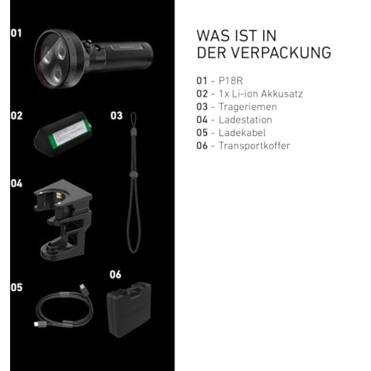 Ledlenser P18R, Hochleistungs-Taschenlampe mit 3200 lm, 196 mm, schwarz, USB-C-Ladeport, IP68, bis 45 h Leuchtdauer – Bild 7