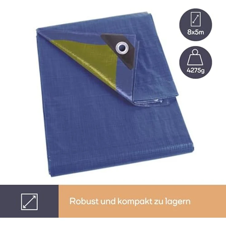 Perel 110-0508 Abdeckplane Stark, Blau-khaki, 5 x 8 m – Bild 6