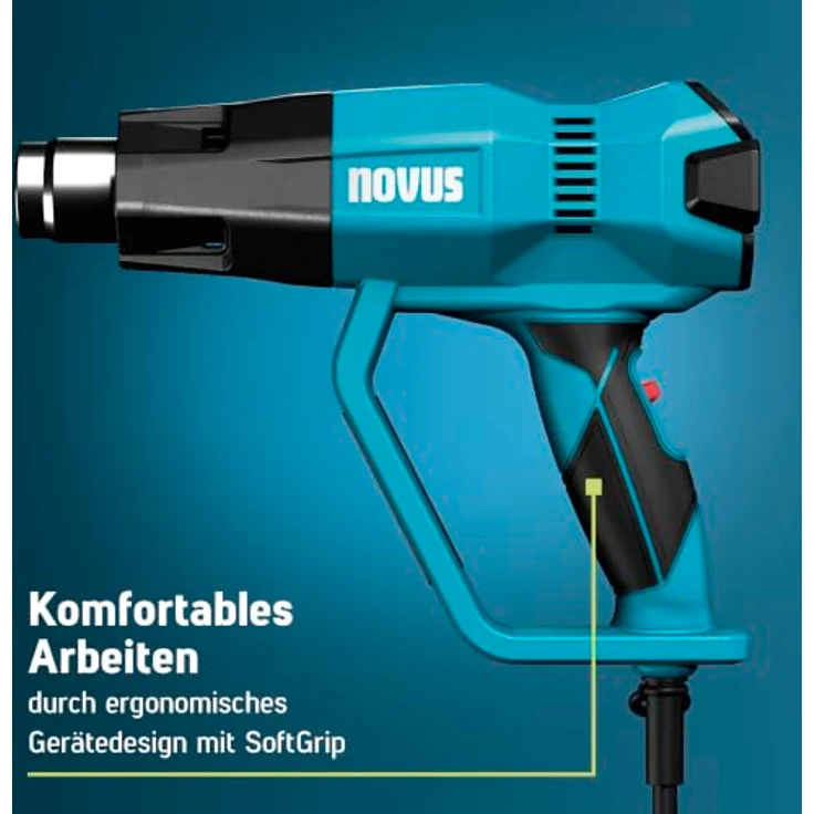 NOVUS TOOLS Heißluftpistole H-200, 50-600°C, 2 kW, mit Mikanitheizung und 2-stufiger Luftmengenregelung – Bild 5