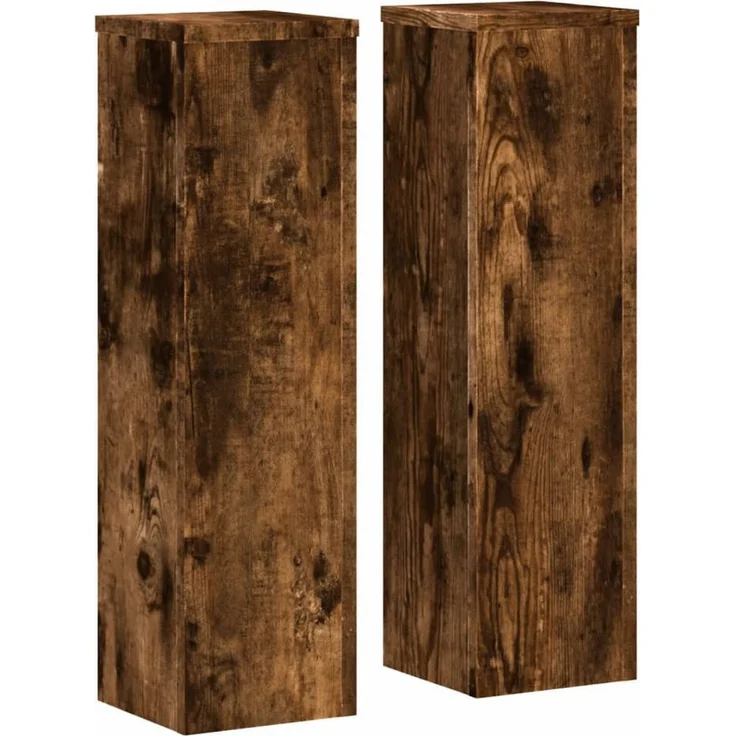 vidaXL Blumenständer 2 Stk. Räuchereiche 17x17x60 cm Holzwerkstoff (2 St) - Stabile Oberplatte, Zeitloses Design, Max. Belastbarkeit 50 kg – Bild 1