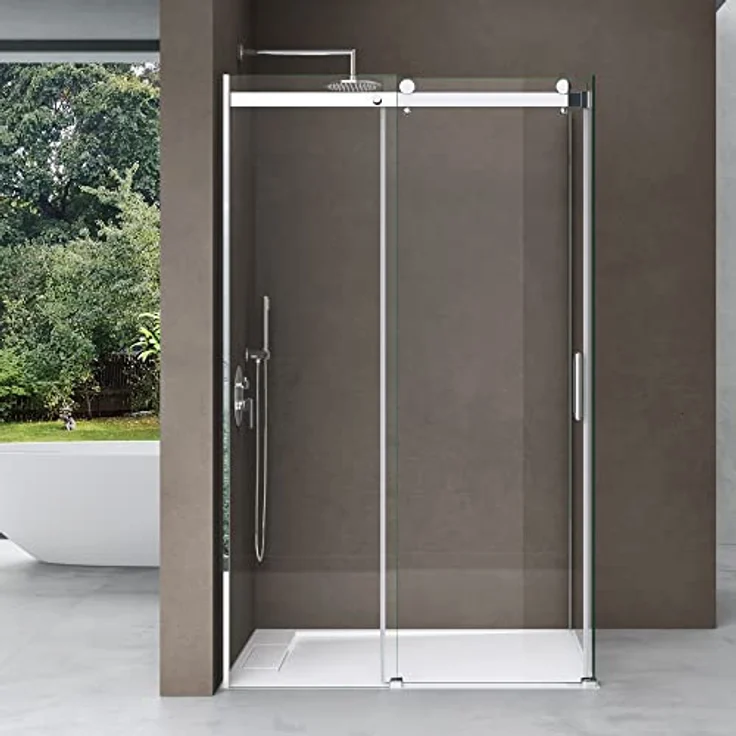 doporro Ravenna17, Eckdusche Duschkabine mit Schiebetür, 8 mm ESG-Sicherheitsglas Klarglas, BxT: 100x75 cm, rahmenlos, inklusive Montagezubehör – Bild 2