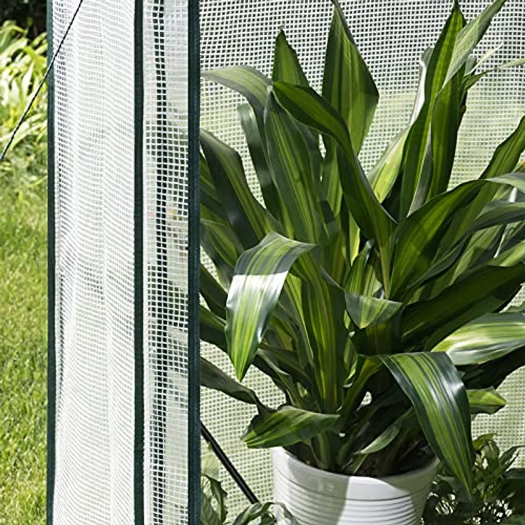 WOLTU Foliengewächshaus Tomatengewächshaus Treibhaus Gartenhaus Frühbeet Tomatenhaus Gemüse Gewächshaus überwinterungszelt für Pflanzen Weiß 50x100x136/150 cm – Bild 5