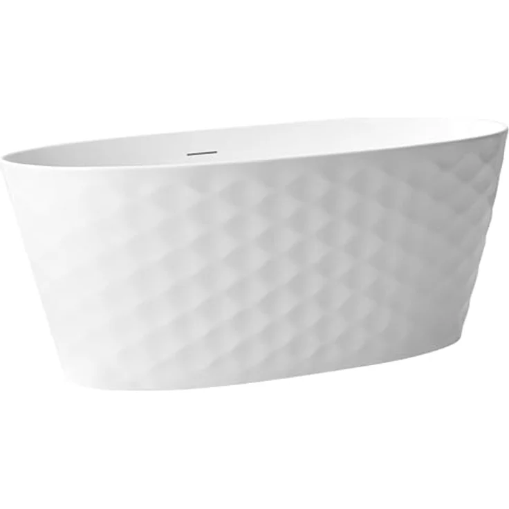 Beliani Badewanne Chubut, freistehend aus strapazierfähigem Acryl, 230 l, 150 cm, modernes weißes Finish mit Diamantmuster – Bild 4