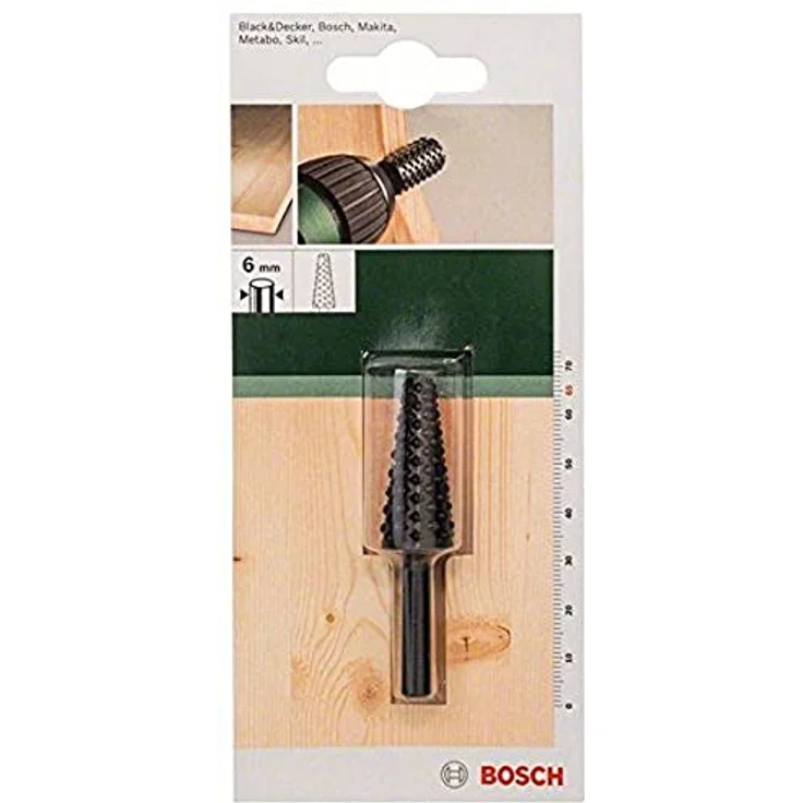 Bosch DIY Holzraspel kegelförmig (Ø 15-6 mm), geeignet für Weichholz und Hartholz, zur Formgebung mit Rundschaftbohreraufnahme – Bild 1