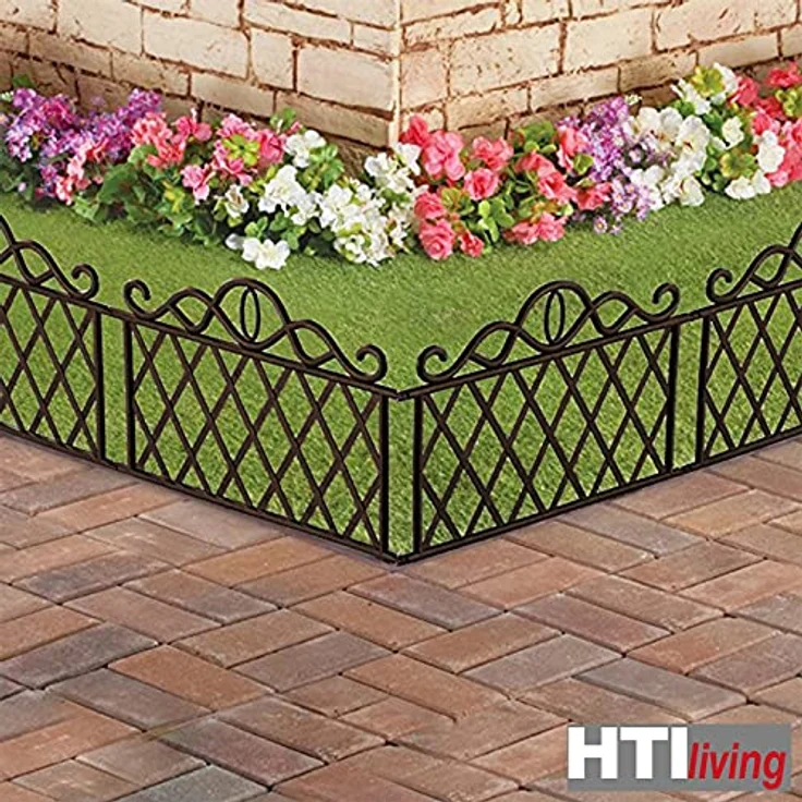 HTI-Living Zierzaun Nessa, Beetbegrenzung Antik Braun, Set mit 4 witterungsbeständigen Zaunelementen, LxH: 48x36 cm – Bild 3