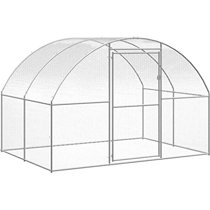 vidaXL Hühnerstall, Outdoor-Hühnerstall 3x6x2 m aus verzinktem Stahl mit wasserfester Überdachung, silber – Bild 8