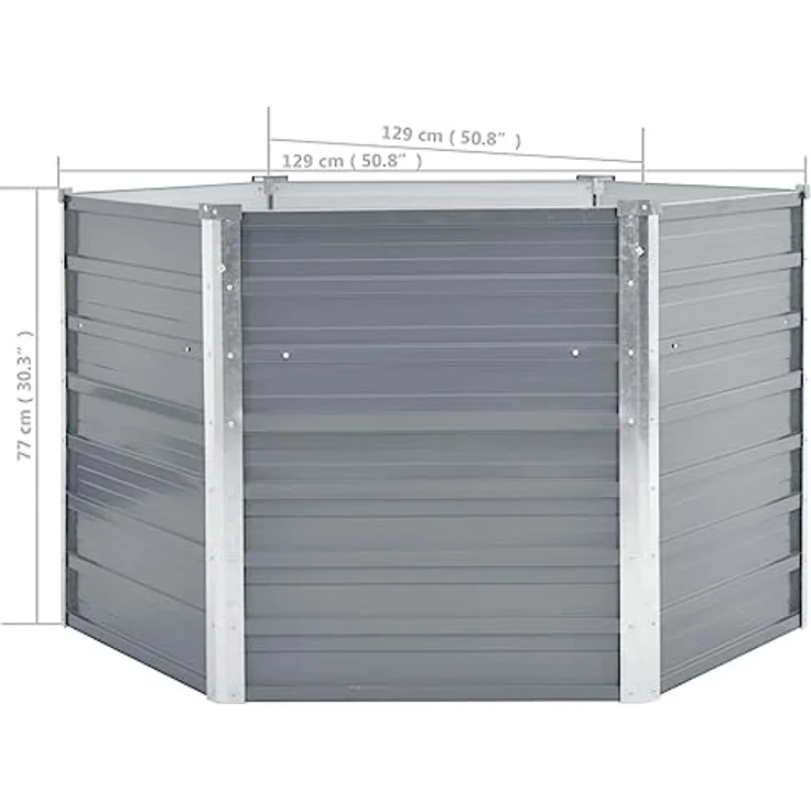 vidaXL Garten-Hochbeet Verzinkter Stahl 129x129x77 cm Grau – Bild 6