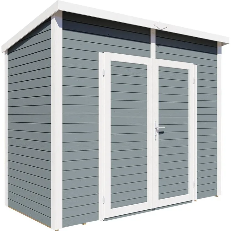 BALTIC CONNEXIONS OÜ Bertilo Gerätehaus Timmo 2, 19 mm Rundprofil-Wände, grau, 244x121 cm, Pultdach