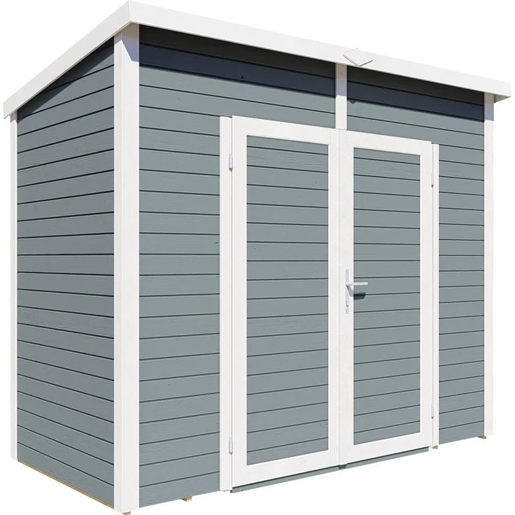 BALTIC CONNEXIONS OÜ Bertilo Gerätehaus Timmo 2, 19 mm Rundprofil-Wände, grau, 244x121 cm, Pultdach