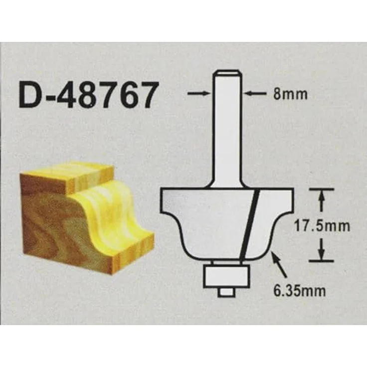 Makita Profilfräser Roman Ogee mit Anlauflager, Ø 38,1 mm, 60 mm Arbeitslänge, 8 mm Schaftdurchmesser – Bild 2