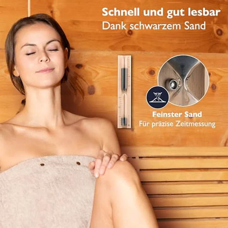 Liebenstein Sauna-Aufgussset 4-teilig, hochwertiges Sauna Zubehör Set mit Saunaeimer, Bio-Aufgüsse in Orange, Zitrone und Ingwer, Sanduhr & Hygrometer/Thermometer – Bild 6