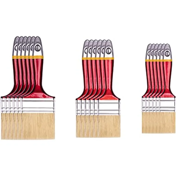 HARDY WORKING TOOLS Flachpinsel-Set 18-teilig, 6 Stück – 25, 50, 75 mm Breite, Malerpinsel Set mit Holzgriff, Lackpinsel Serie *33*, 18PCS, Pinselset A0283-030500