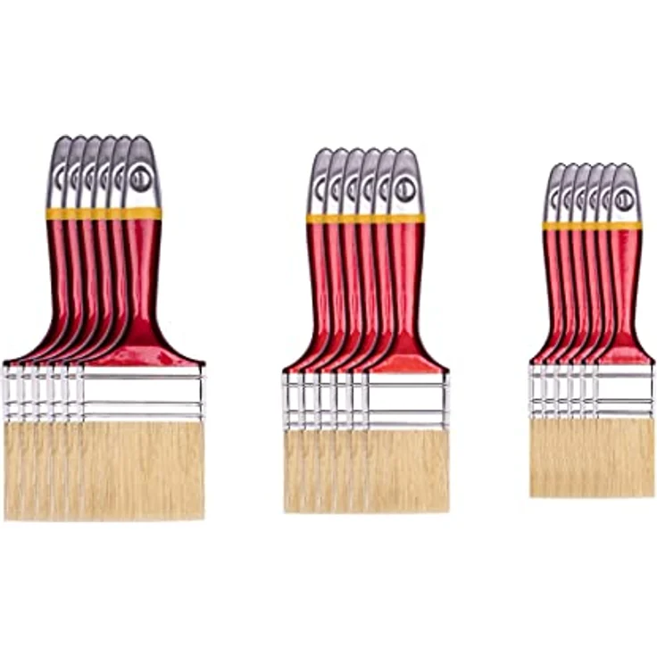 HARDY WORKING TOOLS Flachpinsel-Set 18-teilig, 6 Stück – 25, 50, 75 mm Breite, Malerpinsel Set mit Holzgriff, Lackpinsel Serie *33*, 18PCS, Pinselset A0283-030500 – Bild 1