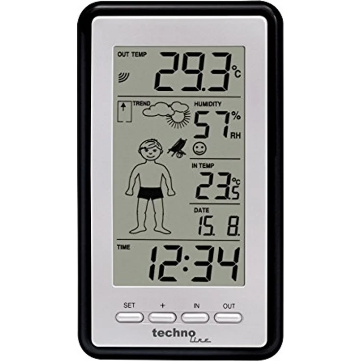 Technoline WS 9632 Wetterstation mit Vorhersage, grau, 8,4 x 2,3 x 15 cm – Bild 2