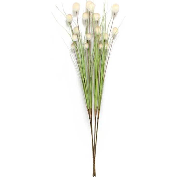 Dekoleidenschaft Kunstpflanze Dekobündel "Blütenkugel", 105 cm hoch, Kunstgras mit weißen Blüten Gras, Ziergras – Bild 3