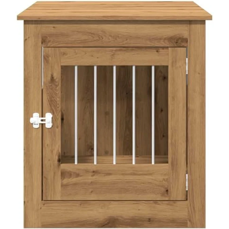 vidaXL Hundekäfig im Möbelstil Artisan-Eiche 64,5x80x71 cm, 2-in-1 Funktion mit belüftetem Design und abschließbarer Tür – Bild 4