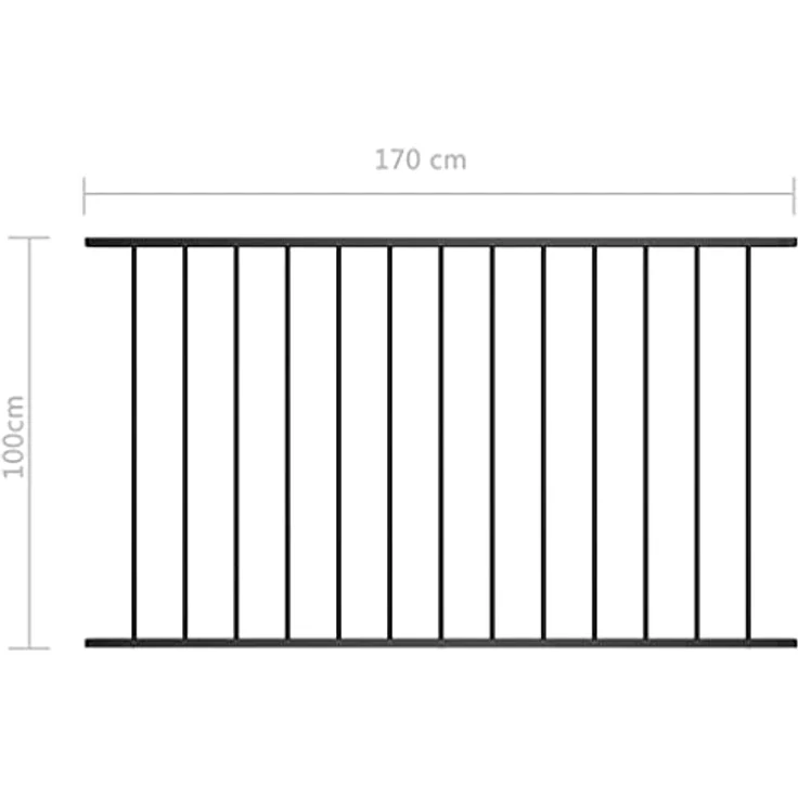 vidaXL Zaunfeld Zaunpfosten, pulverbeschichteter Stahl, witterungsbeständig, 1,7x1 m, schwarz – Bild 2