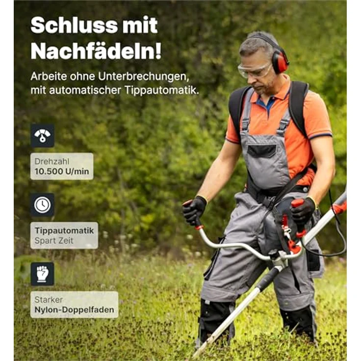 NEMAXX Fadenspule mit Doppel-Nylonschnur und Tippautomatik, rot – Bild 3