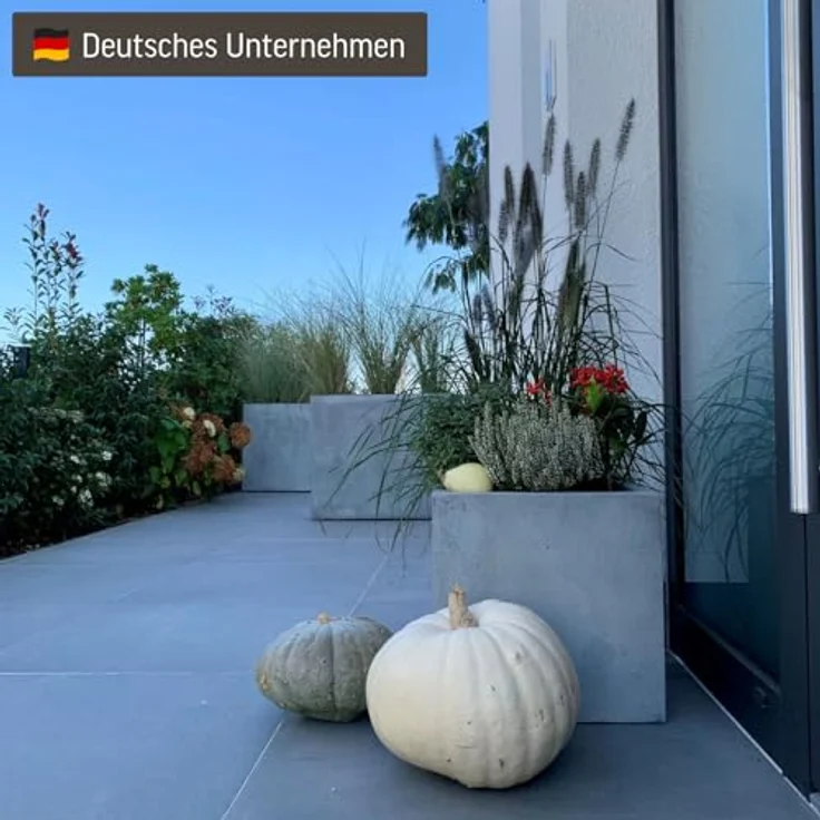 VIVANNO Pflanzkübel Fiberglas BLOCK Würfel - Grau Beton-Design, wetterfest und frostsicher, 30x30x30 cm – Bild 5