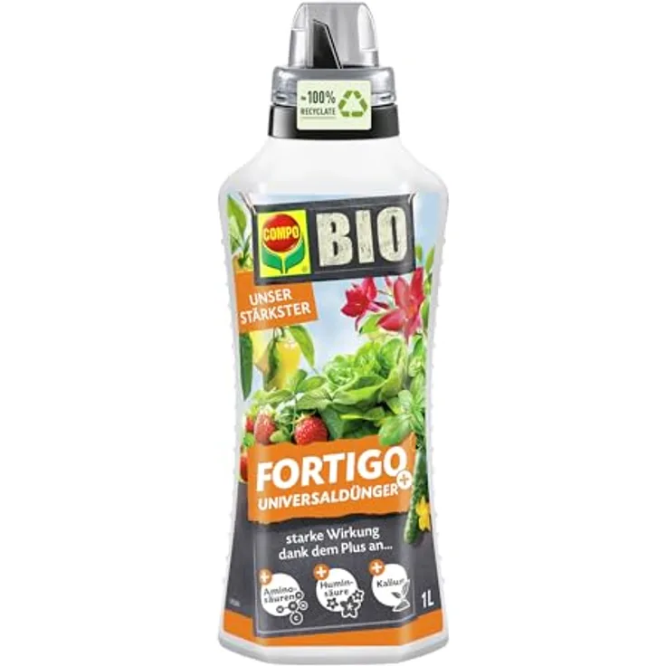 Compo BIO Fortigo Universaldünger 1 l, organischer Pflanzendünger für Zimmer- und Balkonpflanzen mit Algenextrakten und Huminsäure