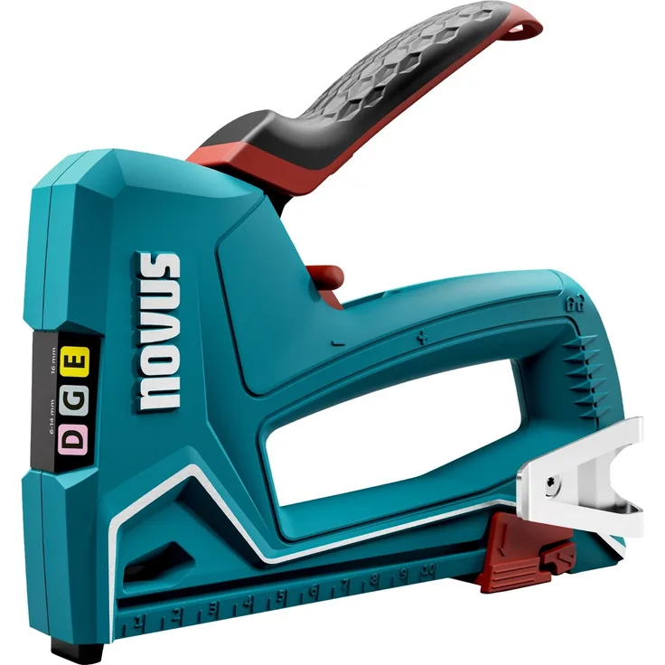 Novus Tools Handtacker J-51, Profi-Tacker aus Aluminium für Flachdrahtklammern 6-14 mm & Nägel 16 mm, ergonomisch und langlebig