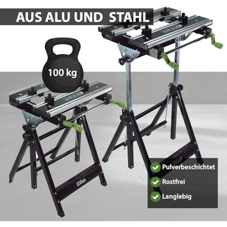 Profi Werkbank Premium klappbar höhenverstellbar Metall Werktisch Alu Spanntisch – Bild 4
