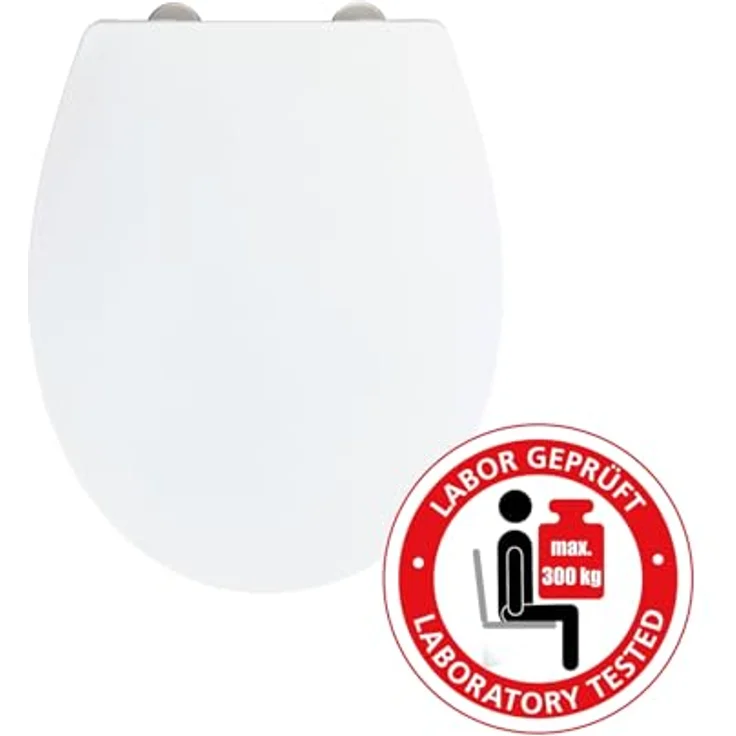 Wenko WC-Sitz Ostuni Easy Close, ovaler Thermoplast Toilettendeckel, weiß, 300 kg belastbar, Hygienebefestigung mit Fix-Clip – Bild 4