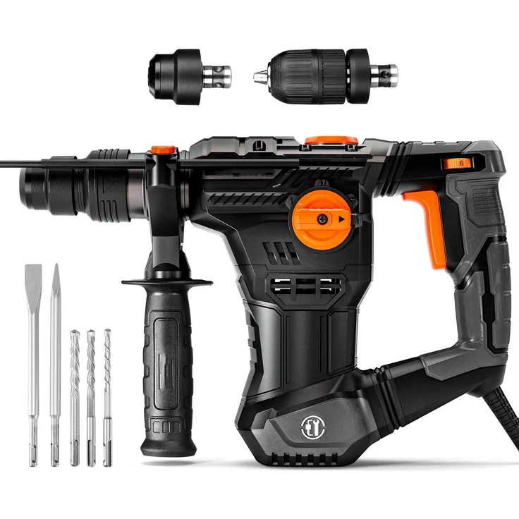 DOVAMAN Bohrhammer SDS-Plus 1500W, 4 in 1 Funktionen mit 7J Schlagenergie, variablen Geschwindigkeiten bis 4350 RPM, SDS-Plus Adapter und Schnellwechsel-Bohrfutter