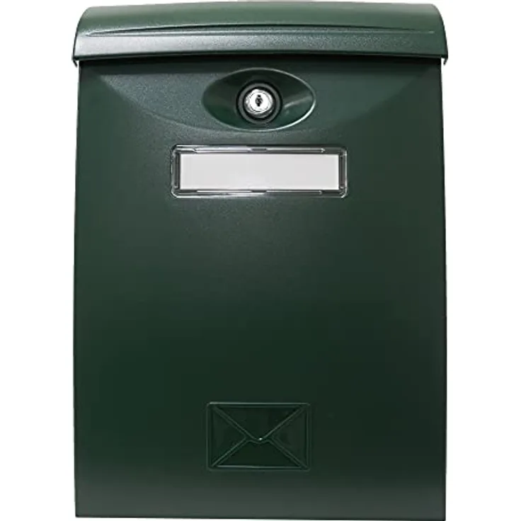 AMIG 18817 - Briefkasten für den Außenbereich Modell 7 aus hochfestem Kunststoff | Farbe Grün | Maße 34,5 x 20,5 x 10,5 cm
