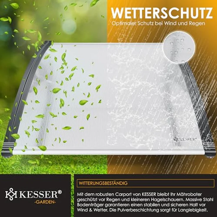 KESSER Mähroboter Garage Dach Carport Überdachung für Mähroboter Rasenmäher Rasenroboter Automower Garten Witterungsbeständig Mährobotergarage inkl. Montagematerial,  Maße 82 x 103 x 47 cm Transparent - Preisvergleich – Bild 5