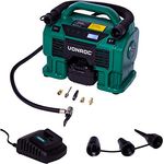 VONROC Akku-Kompressor VPower - 2-in-1 Multifunktions-Kompressor - Max. Arbeitsdruck 11 bar - Inkl. 8-teiligem Zubehör - Blau