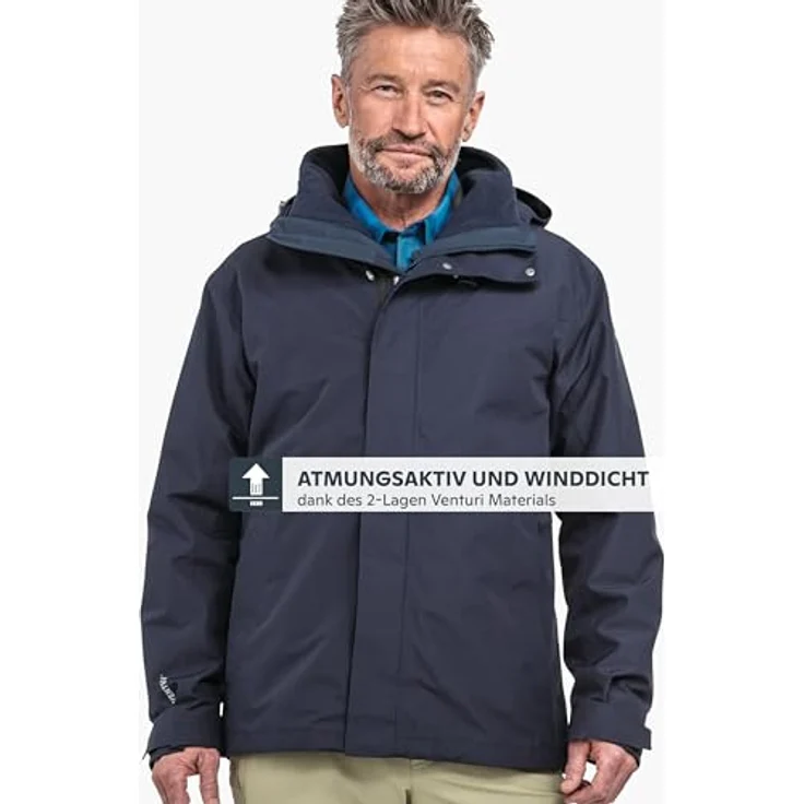 Schöffel Doppeljacke Hiking 3in1 Jacket Style Okere MNS, Arbeitsjacke mit 2-Lagen VENTURI® Technologie, blau – Bild 3