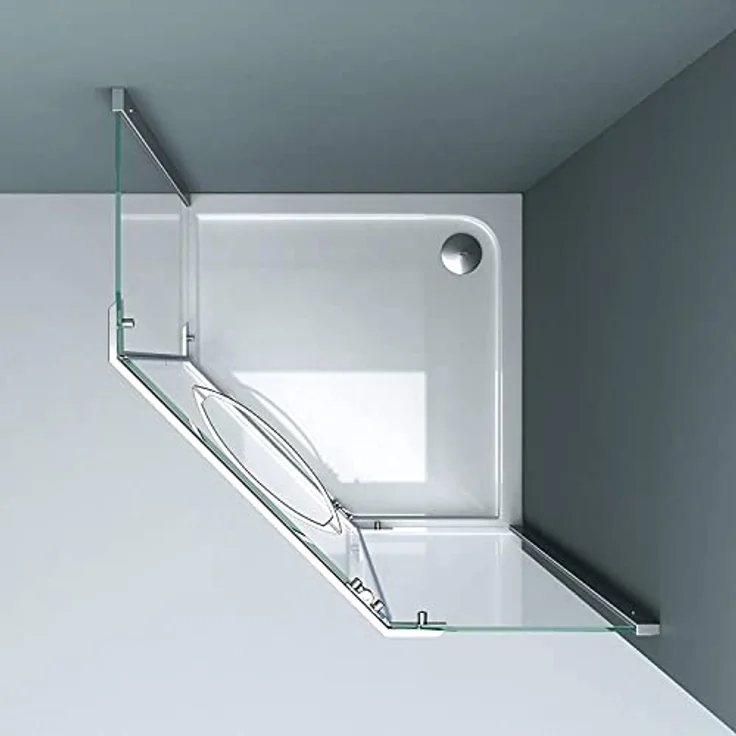 doporro Fünfeckdusche Duschkabine Rav08K 80x80x195cm Duschabtrennung ESG-Sicherheitsglas Klarglas inkl. Easy-Clean-Beschichtung – Bild 4