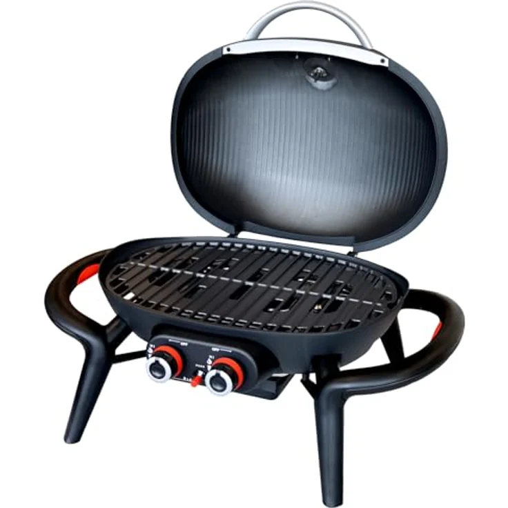 TAINO KENAI Gasgrill klein Tischgrill Balkongrill Gas Outdoorküche Thermometer Schwarz – Bild 3