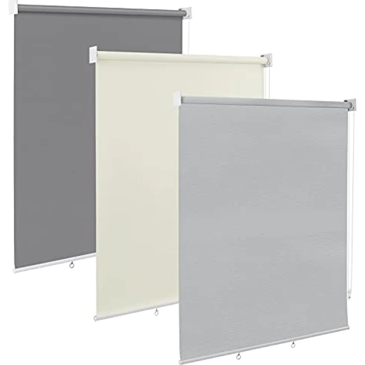 WOLTU Außenrollo Senkrechtmarkise Balkonrollo Outdoorrollo Sichtschutzrollo Wetterfest Sonnenschutz UV Schutz, Vertikal Sonnensegel Reflektierende Thermofunktion für Fenster & Türen, Grau 100x140 cm – Bild 1