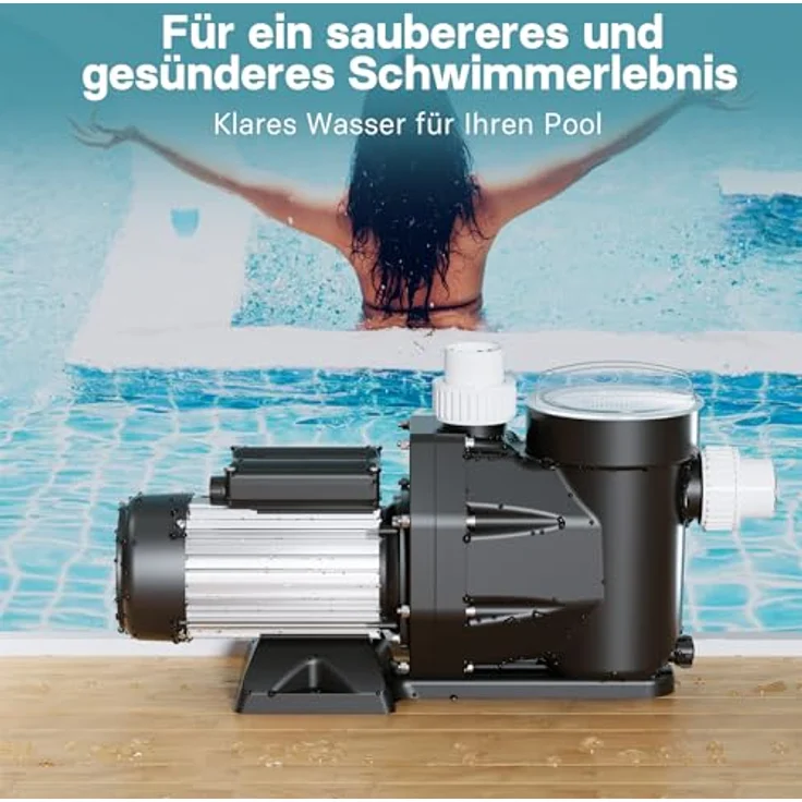 WilTec Poolpumpe 33600 l-h 1500 W Schwimmbadpumpe Filterpumpe Umwälzpumpe - WilTec – Bild 9