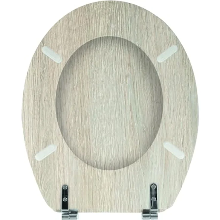 MSV WC-Sitz Parkett MDF, 42,5 cm x 36,5 cm x 5 cm, mit Edelstahl-Scharnieren, Holzoptik, feuchtigkeitsbeständig und leicht zu reinigen – Bild 5