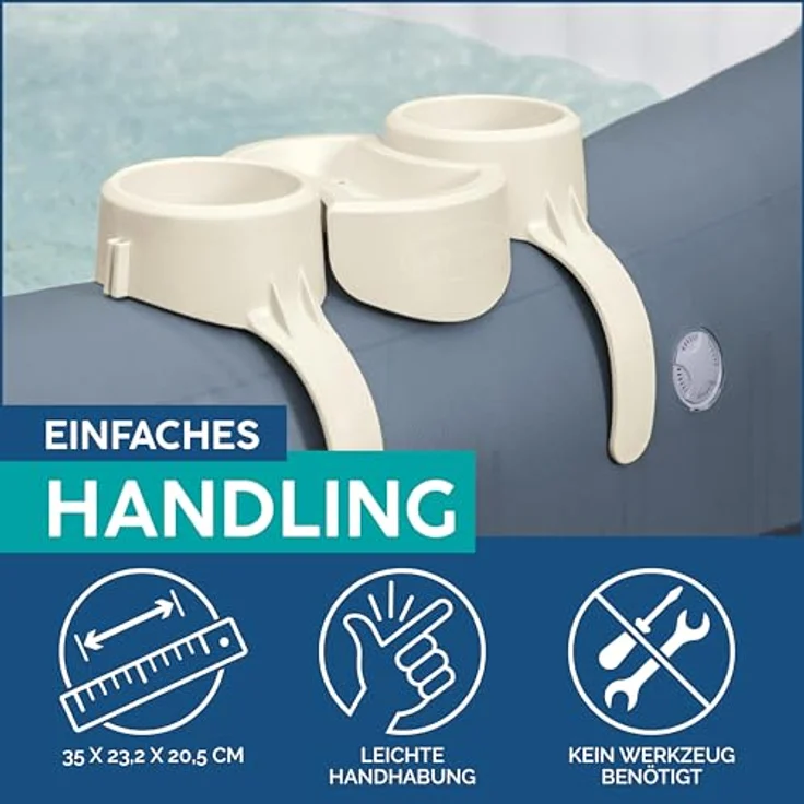 BESTWAY LAY-Z-SPA Poolabdeckungen & Zubehör, weiß Getränkehalter Snackhalter Getränke Snacks Pool – Bild 4