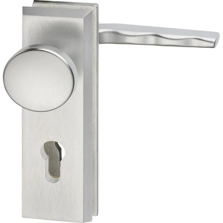 ELC Türbeschlag Schutz-Wechselgarnitur 862 Rondo, Aluminium naturfarbig, eloxiert, für Außentüren, Widerstandsklasse ES 0, 72 mm Profilzylinder