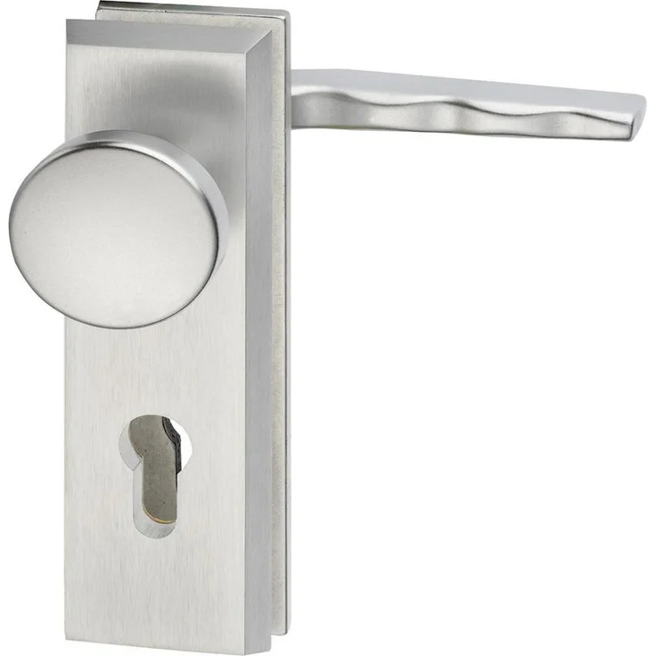 ELC Türbeschlag Schutz-Wechselgarnitur 862 Rondo, Aluminium naturfarbig, eloxiert, für Außentüren, Widerstandsklasse ES 0, 72 mm Profilzylinder