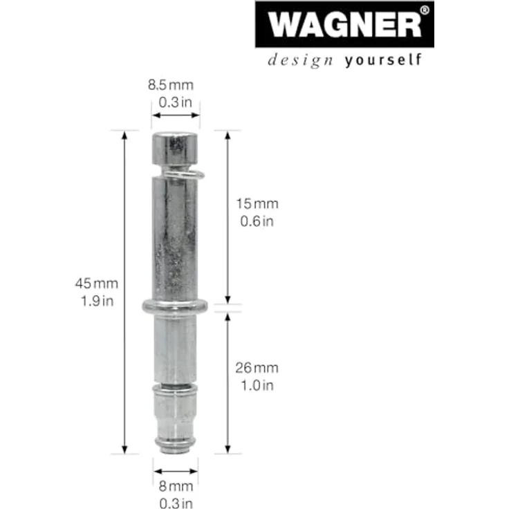 WAGNER Reduzierstift 2tlg. - Ø 8,5 / 8 mm x Höhe 15/26/45 mm, Stahl verzinkt - für Möbelrolle / Möbelgleiter mit Aufnahme 8 mm - Klemmring, blau – Bild 2