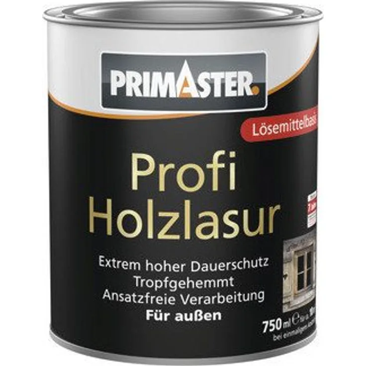 Primaster Profi Holzlasur 750 ml, wetterfeste Lasur in nussbaum für Innen- und Außenbereich