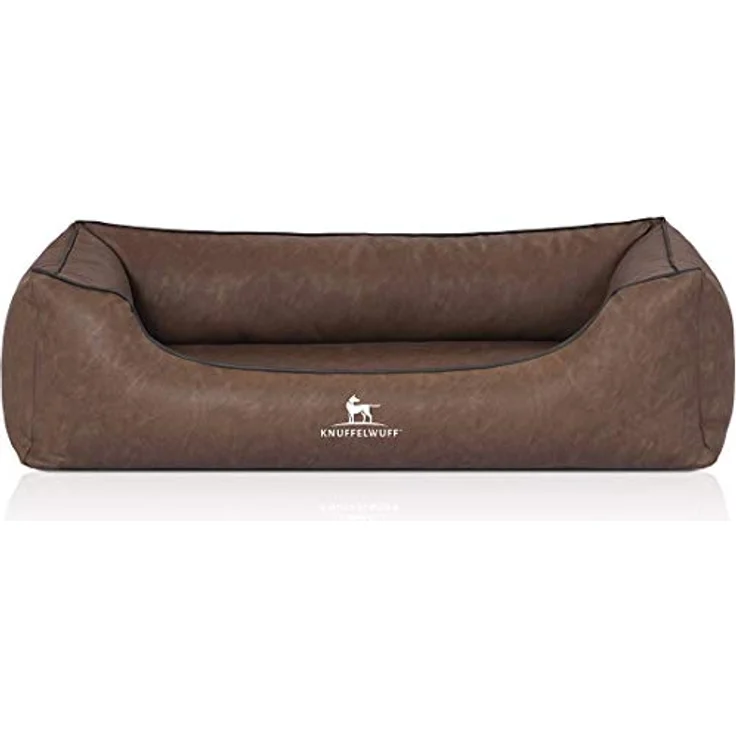 Knuffelwuff Tierbett Hundebett Henderson, Schaumstoffflocken, American Spirit Design, pflegeleichtes Kunstleder, hohes Kopfkissen, 15 cm Boden-Polsterung – Bild 2