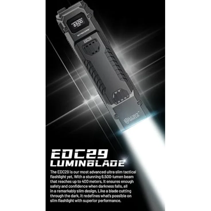 Nitecore Taschenlampe EDC29 Luminblade - taktische Taschenlampe, USB-aufladbare LED-Taschenlampe, extrem helle 6500 Lumen, bis zu 61 Stunden Laufzeit – Bild 4