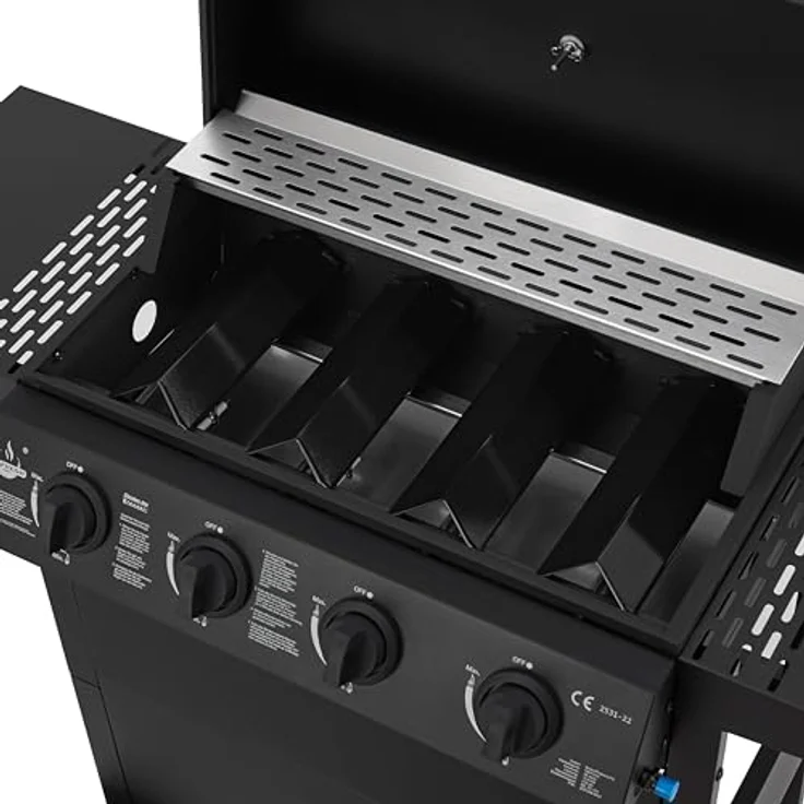 Gasgrill "San Jose 4 Brenner" von El Fuego® | inkl. Gasschlauch und Druckminderer | Grillrost aus Gusseisen | mit Thermometer und großen Seitenablagen | Grill BBQ | AY0206 - Preisvergleich – Bild 5