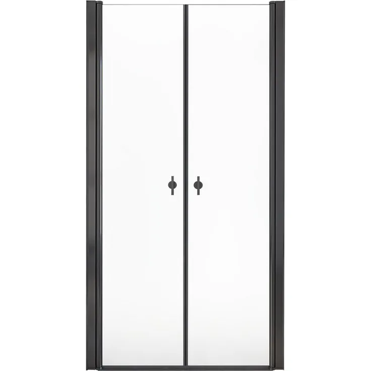 HOME DELUXE Dusch-Pendeltür LAVEA Klarglas Schwarz, Größenauswahl, mit Justiermöglichkeit bis zu 5 cm, Soft-Close-Mechanismus, Nischentür, Duschabtrennung, 85x195 cm