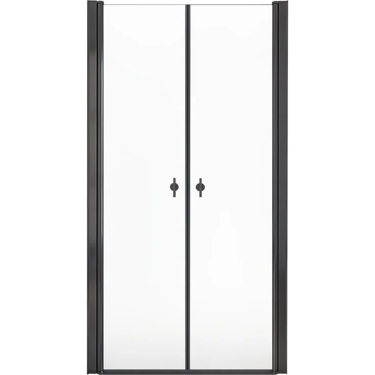 HOME DELUXE Dusch-Pendeltür LAVEA Klarglas Schwarz, Größenauswahl, mit Justiermöglichkeit bis zu 5 cm, Soft-Close-Mechanismus, Nischentür, Duschabtrennung, 85x195 cm