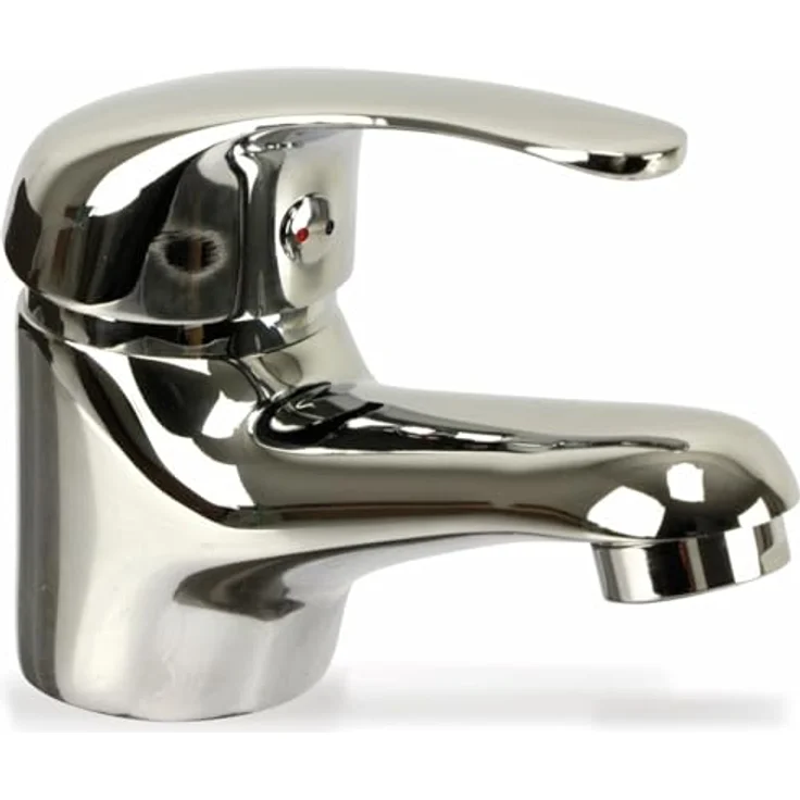 Schütte 41100 ATHOS PLUS, Waschtischarmatur mit Zugstange, Wasserhahn für das Bad mit Ablaufgarnitur, zeitloses Design, geräuscharme Kartusche, chrom – Bild 1